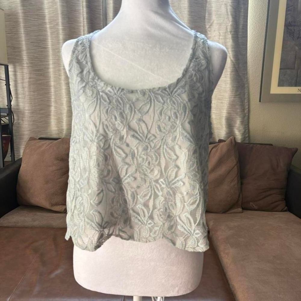 Lauren Conrad light blue lace tank top with liner